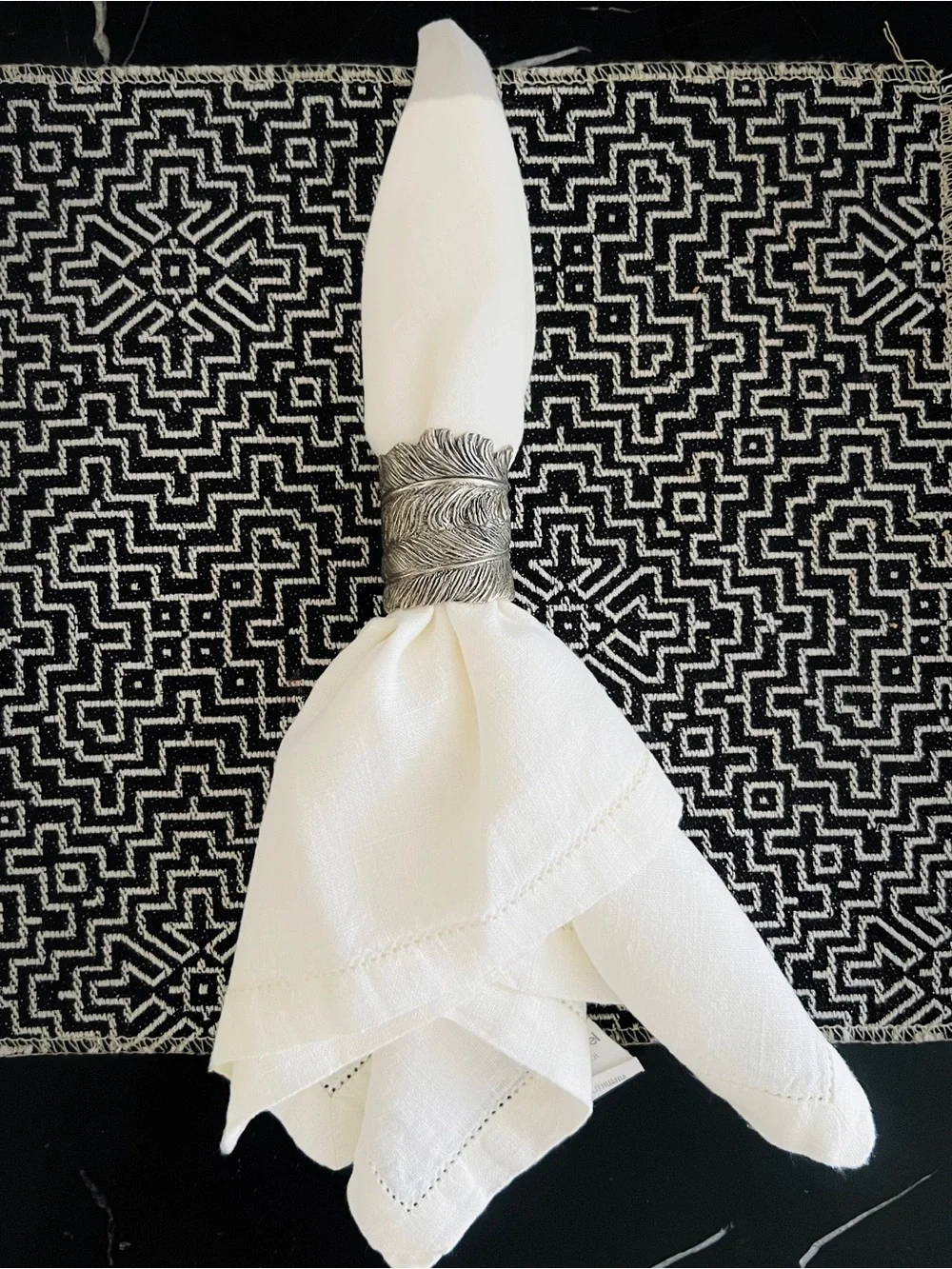 Vagabond House Feather Napkin Ring Set - 2 sets of 4 available
